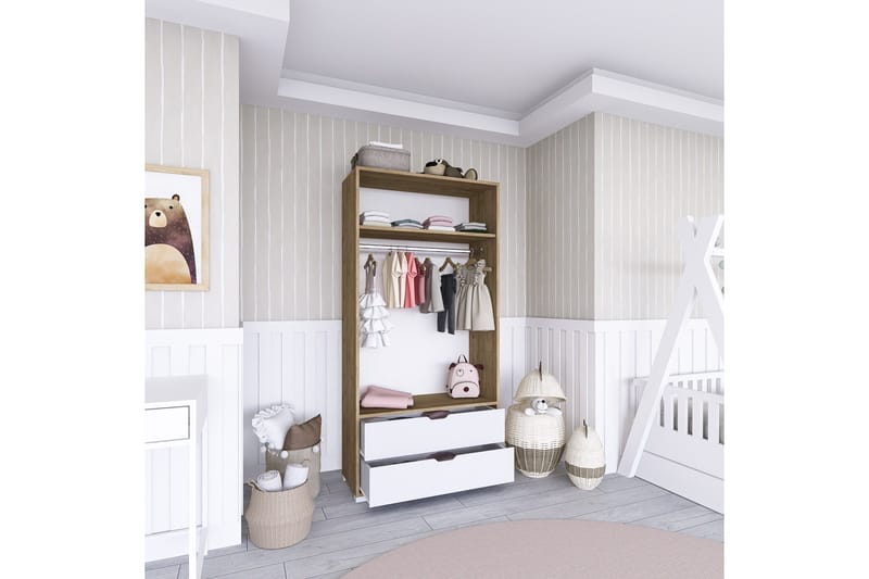 Hurst Garderobe 90x183 cm - Lys brun/Hvit - Oppbevaring - Garderober & garderobesystem