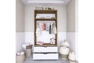Hurst Garderobe 90x183 cm - Lys brun/Hvit - Oppbevaring - Garderober & garderobesystem