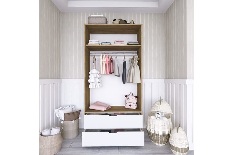 Hurst Garderobe 90x183 cm - Lys brun/Hvit - Oppbevaring - Garderober & garderobesystem