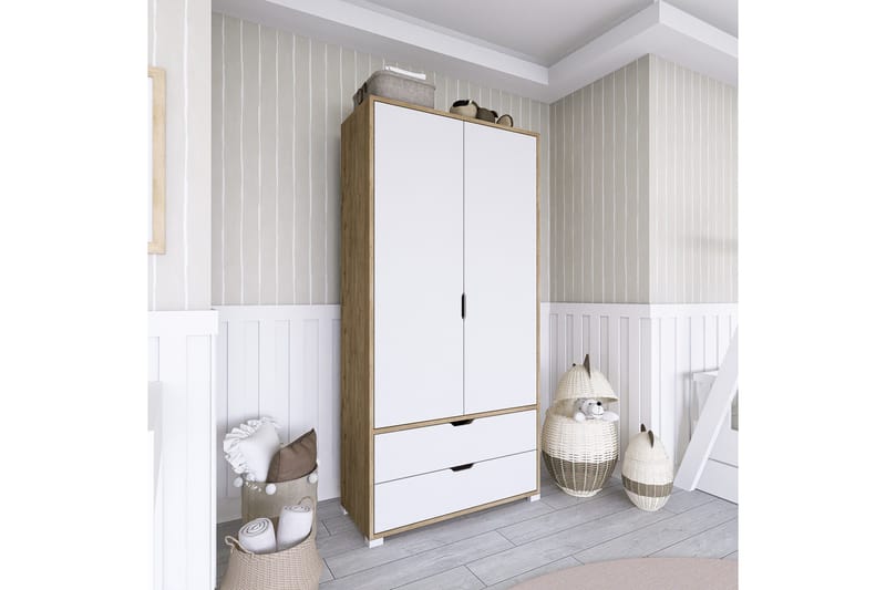 Hurst Garderobe 90x183 cm - Lys brun/Hvit - Oppbevaring - Garderober & garderobesystem