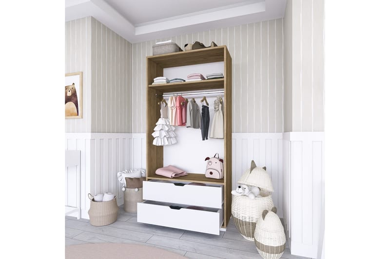Hurst Garderobe 90x183 cm - Lys brun/Hvit - Oppbevaring - Garderober & garderobesystem
