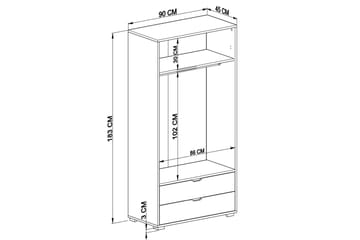 Hurst Garderobe 90x183 cm - Lys brun/Hvit - Oppbevaring - Garderober & garderobesystem