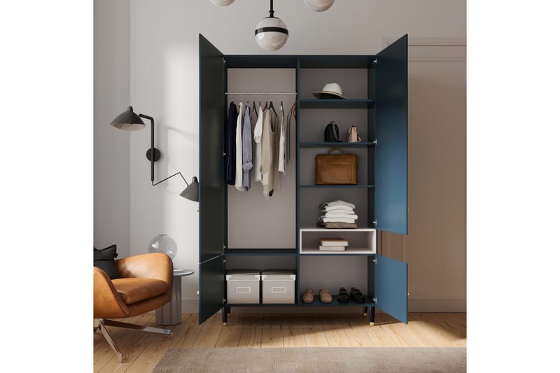 Includo Garderobe 120 cm i Malt Tre - Blå - Oppbevaring - Garderober & garderobesystem