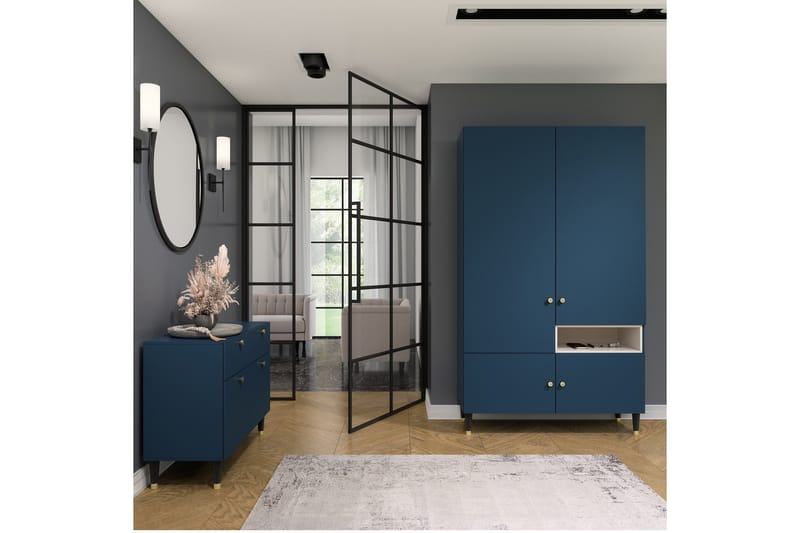 Includo Garderobe 120 cm i Malt Tre - Blå - Oppbevaring - Garderober & garderobesystem
