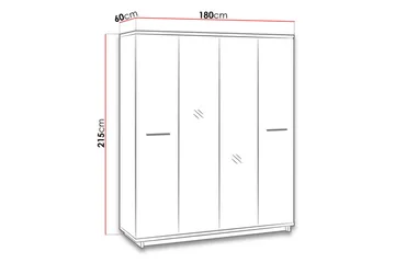 Ines Garderobe 60x180 cm - Eik/Svart - Oppbevaring - Garderober & garderobesystem