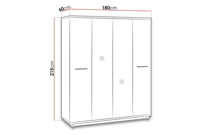 Ines Garderobe 60x180 cm - Eik/Svart - Oppbevaring - Garderober & garderobesystem