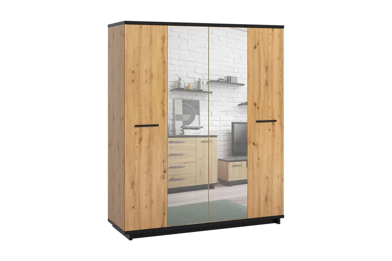 Ines Garderobe 60x180 cm, Eik/Svart