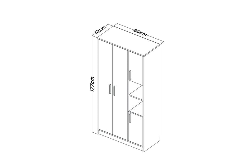 Iskral Garderobe 90x177 cm - Brun - Oppbevaring - Garderober & garderobesystem