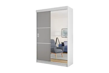 Isolaz Garderobe med Speil LED-belysning RGB - Grå Dør/Hvit/Antrasitt - Oppbevaring - Garderober & garderobesystem