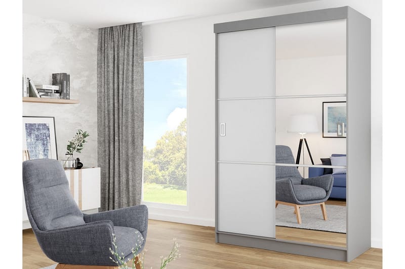 Isolaz Garderobe med Speil LED-belysning RGB - Hvit/Antrasitt - Oppbevaring - Garderober & garderobesystem