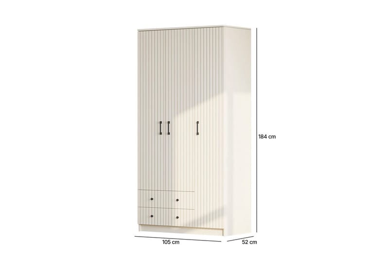 Ivon Garderobe 105x184 cm - Matt Hvit - Oppbevaring - Garderober & garderobesystem