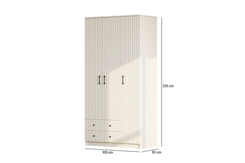 Ivon Garderobe 105x210 cm - Matt Hvit - Oppbevaring - Garderober & garderobesystem