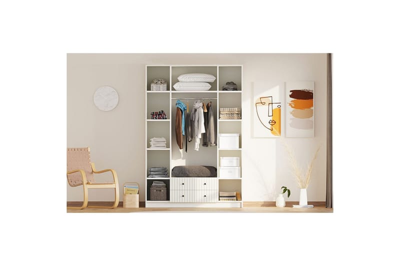 Ivon Garderobe 140x184 cm - Matt Hvit - Oppbevaring - Garderober & garderobesystem