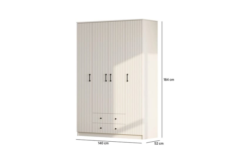Ivon Garderobe 140x184 cm - Matt Hvit - Oppbevaring - Garderober & garderobesystem