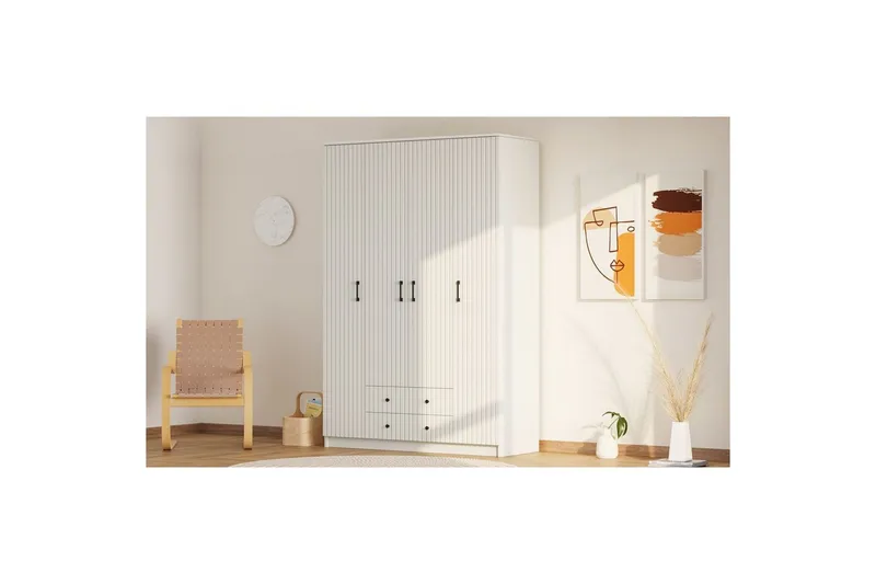 Ivon Garderobe 140x184 cm - Matt Hvit - Oppbevaring - Garderober & garderobesystem