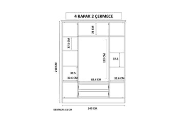 Ivon Garderobe 140x210 cm - Matt Hvit - Oppbevaring - Garderober & garderobesystem