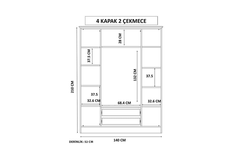 Ivon Garderobe 140x210 cm - Matt Hvit - Oppbevaring - Garderober & garderobesystem