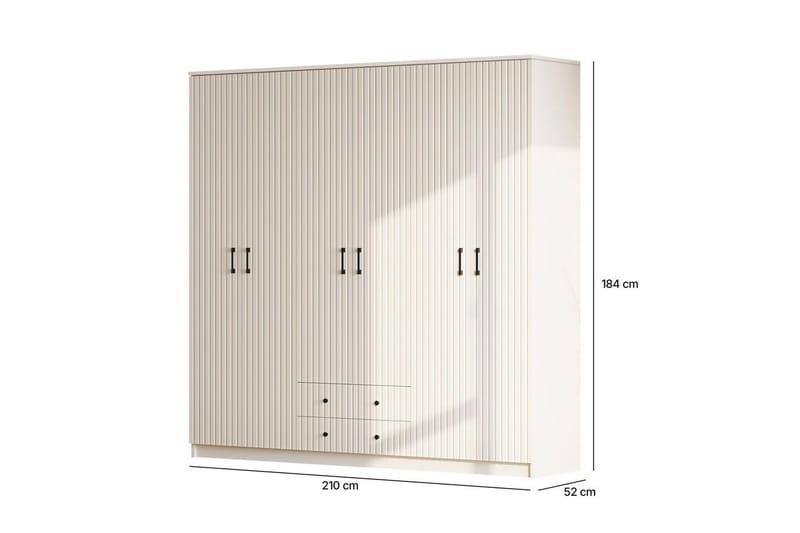 Ivon Garderobe 210x184 cm - Matt Hvit - Oppbevaring - Garderober & garderobesystem