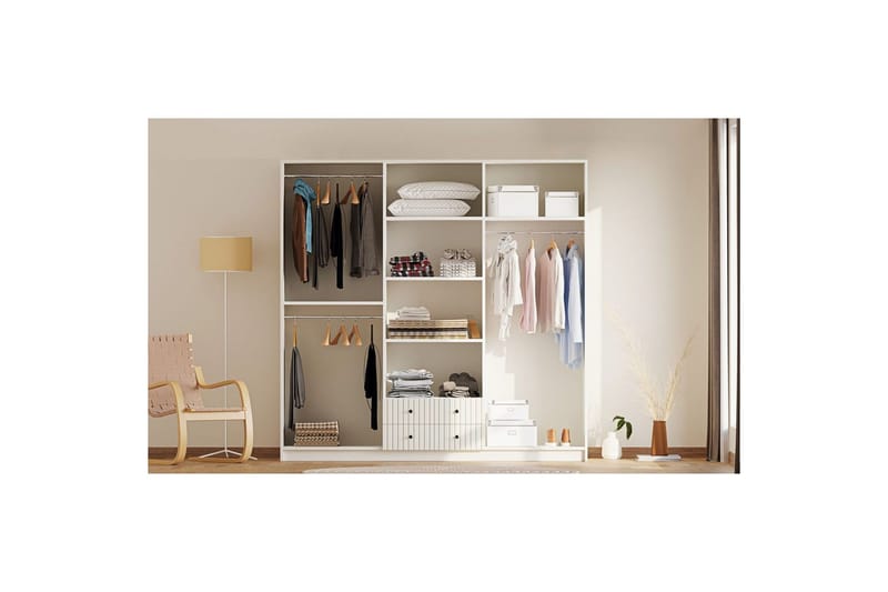 Ivon Garderobe 210x184 cm - Matt Hvit - Oppbevaring - Garderober & garderobesystem