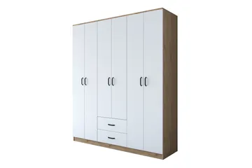Jabhar Garderobe 180x210 cm Brun/Hvit - Hanah Home - Oppbevaring - Garderober & garderobesystem