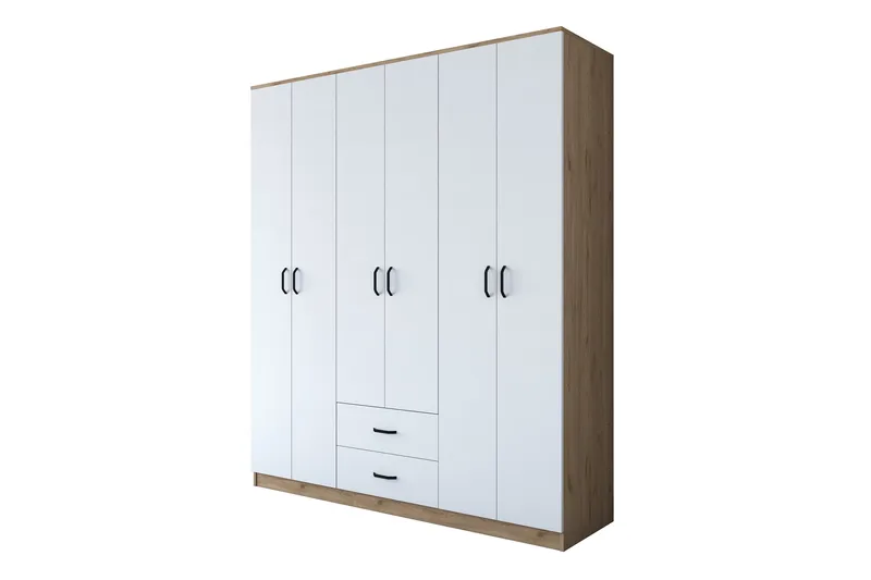 Jabhar Garderobe 180x210 cm Brun/Hvit - Hanah Home - Oppbevaring - Garderober & garderobesystem