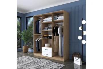 Jabhar Garderobe 180x210 cm Brun/Hvit - Hanah Home - Oppbevaring - Garderober & garderobesystem