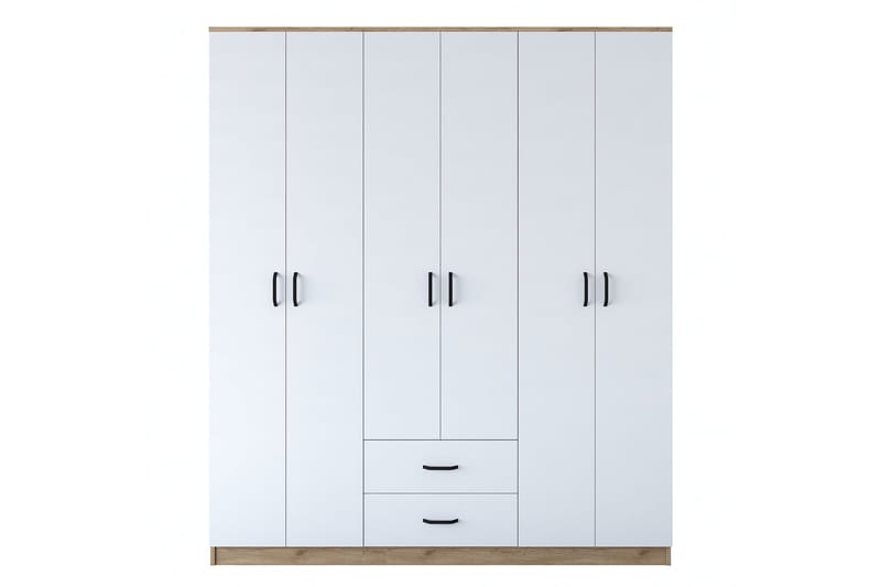 Jabhar Garderobe 180x210 cm Brun/Hvit, Hanah Home