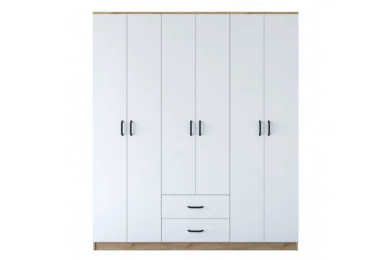 Jabhar Garderobe 180x210 cm Brun/Hvit, Hanah Home