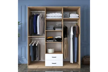 Jabhar Garderobe 180x210 cm Brun/Hvit - Hanah Home - Oppbevaring - Garderober & garderobesystem