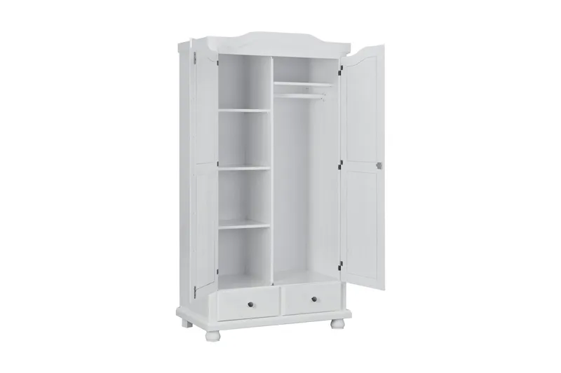 Joaninha Garderobe med Skuffer 104 cm i Furu - Hvit - Oppbevaring - Garderober & garderobesystem