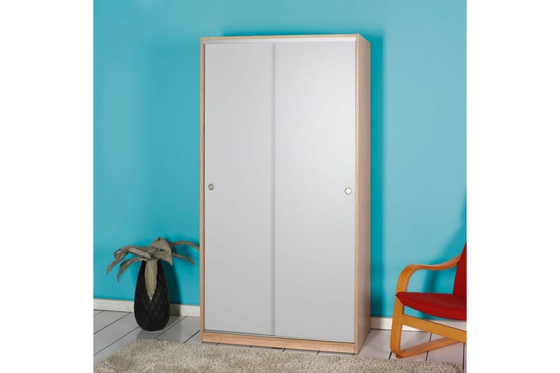 Jovel Garderobe 94x182 cm - Hvit/Korallrosa - Oppbevaring - Garderober & garderobesystem