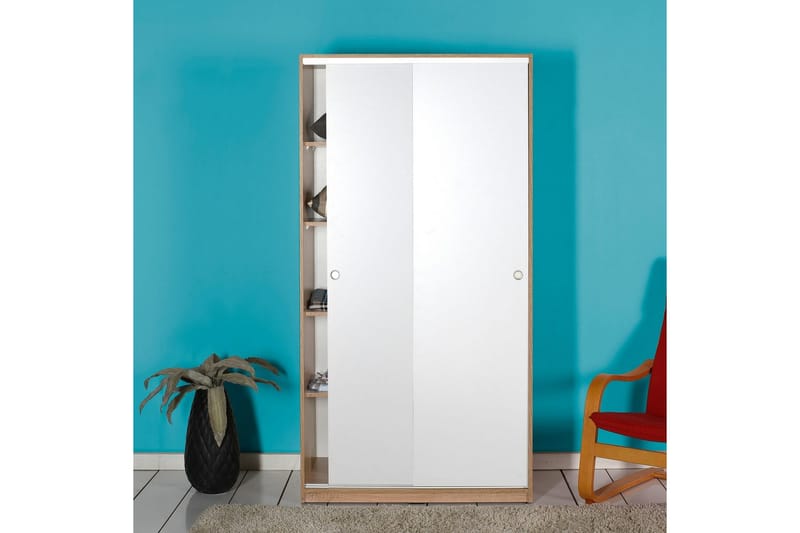 Jovel Garderobe 94x182 cm - Hvit/Korallrosa - Oppbevaring - Garderober & garderobesystem