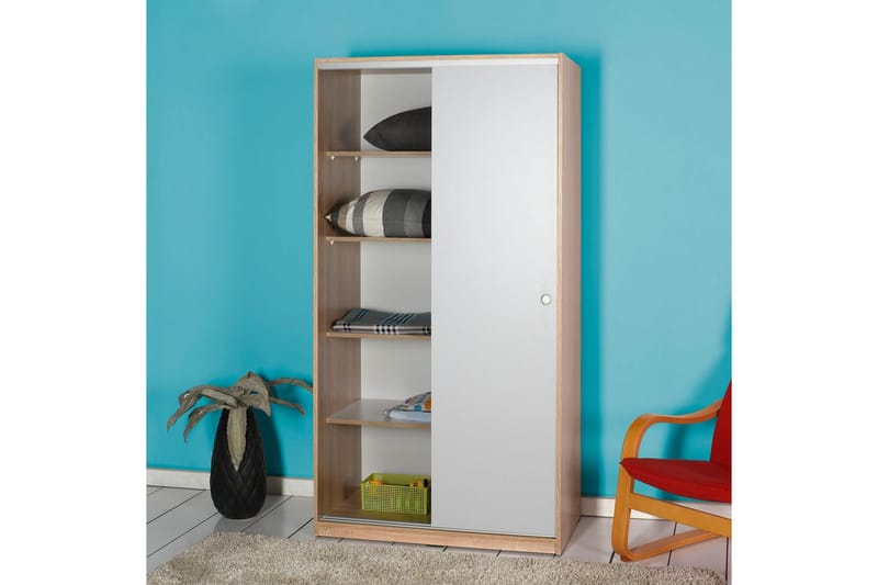 Jovel Garderobe 94x182 cm - Hvit/Korallrosa - Oppbevaring - Garderober & garderobesystem