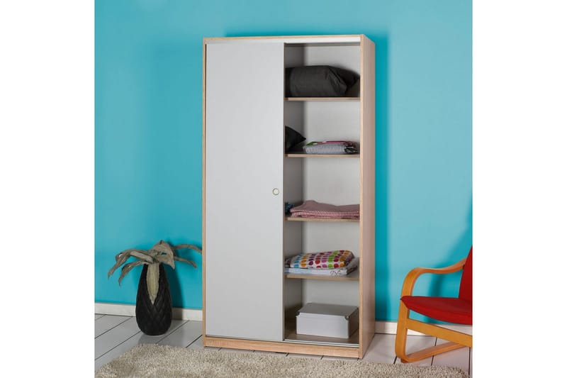 Jovel Garderobe 94x182 cm - Hvit/Korallrosa - Oppbevaring - Garderober & garderobesystem