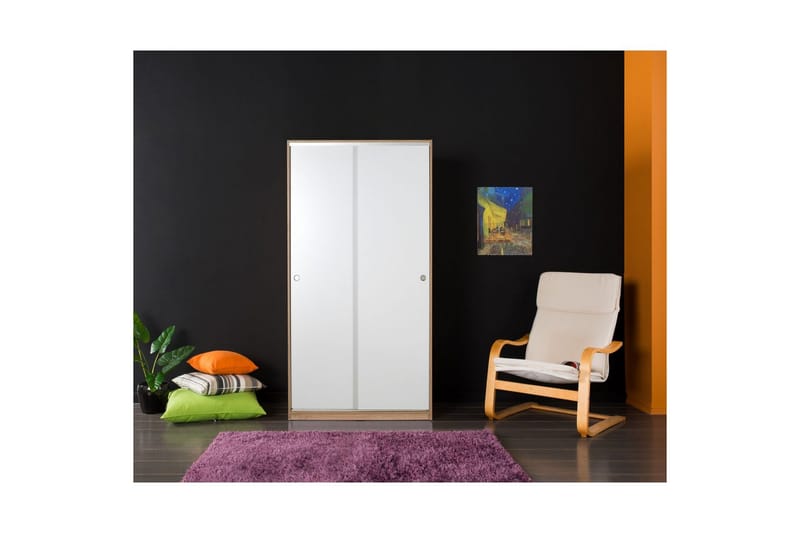 Jovel Garderobe 94x182 cm - Hvit/Korallrosa - Oppbevaring - Garderober & garderobesystem