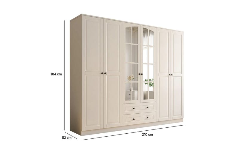 Jovric Garderobe 210x184 cm - Matt Hvit - Oppbevaring - Garderober & garderobesystem