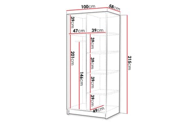 Julissa Garderobe 100 cm - Svart/Gull - Oppbevaring - Garderober & garderobesystem