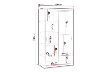 Julissa Garderobe 120 cm med Speil - Natur - Oppbevaring - Garderober & garderobesystem