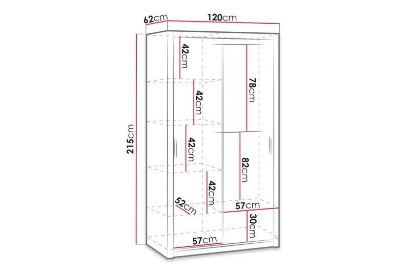 Julissa Garderobe 120 cm med Speil - Natur - Oppbevaring - Garderober & garderobesystem