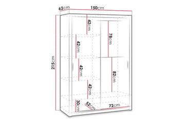Julissa Garderobe 150 cm med Speil - Hvit - Oppbevaring - Garderober & garderobesystem