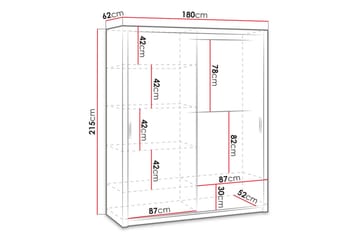Julissa Garderobe 180 cm med Speil - Natur - Oppbevaring - Garderober & garderobesystem