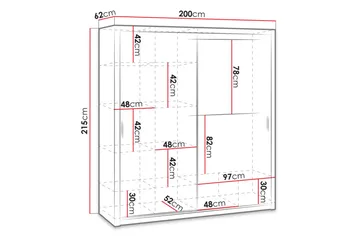 Julissa Garderobe 200 cm med Speil - Hvit - Oppbevaring - Garderober & garderobesystem