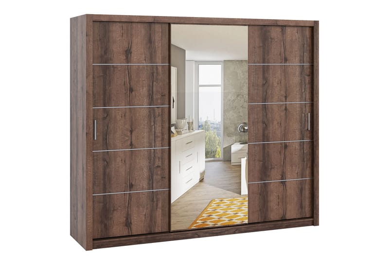 Julissa Garderobe 250 cm med Speil, Natur