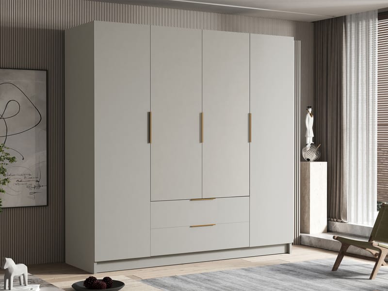 Kelros Garderobeskap 200x216 cm - Beige - Oppbevaring - Garderober & garderobesystem