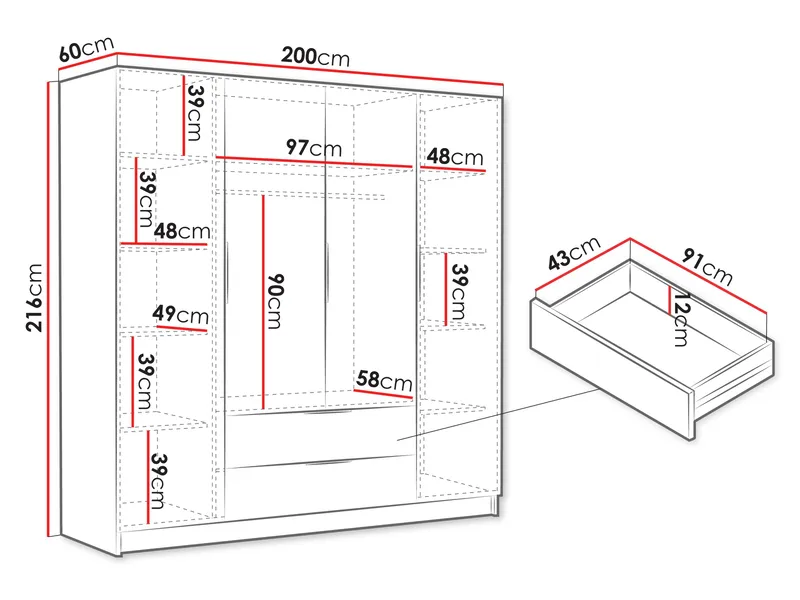 Kelros Garderobeskap 200x216 cm - Brun - Oppbevaring - Garderober & garderobesystem