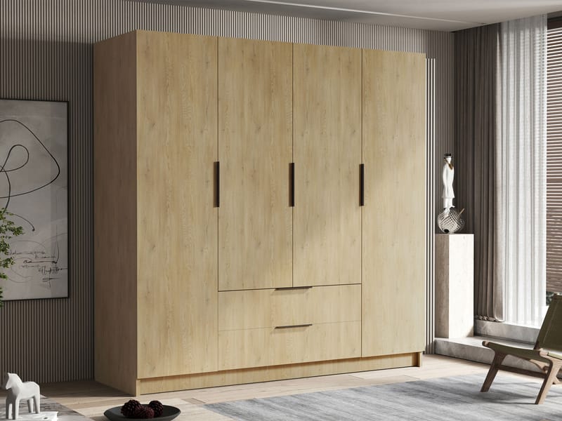 Kelros Garderobeskap 200x216 cm - Brun - Oppbevaring - Garderober & garderobesystem