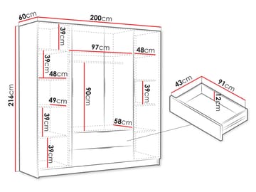 Kelros Garderobeskap 200x216 cm - Brun - Oppbevaring - Garderober & garderobesystem