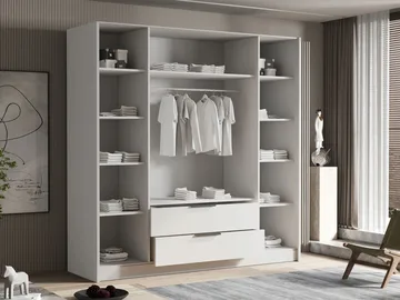 Kelros Garderobeskap 200x216 cm - Hvit - Oppbevaring - Garderober & garderobesystem