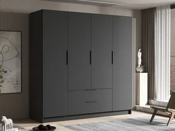 Kelros Garderobeskap 200x216 cm i Malt Tre - Svart - Oppbevaring - Garderober & garderobesystem