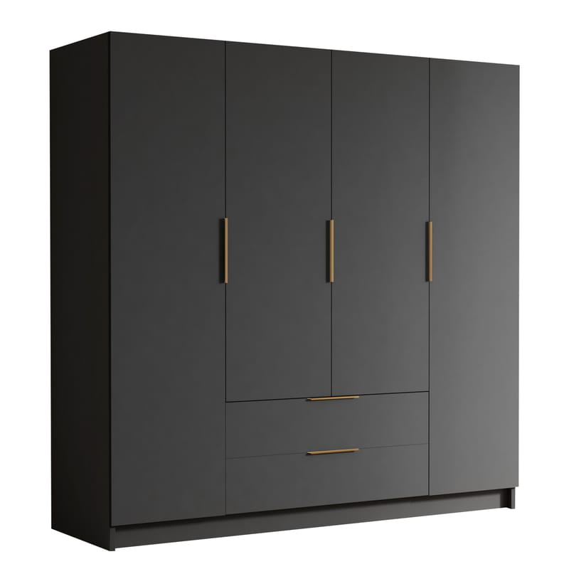 Kelros Garderobeskap 200x216 cm - Svart - Oppbevaring - Garderober & garderobesystem